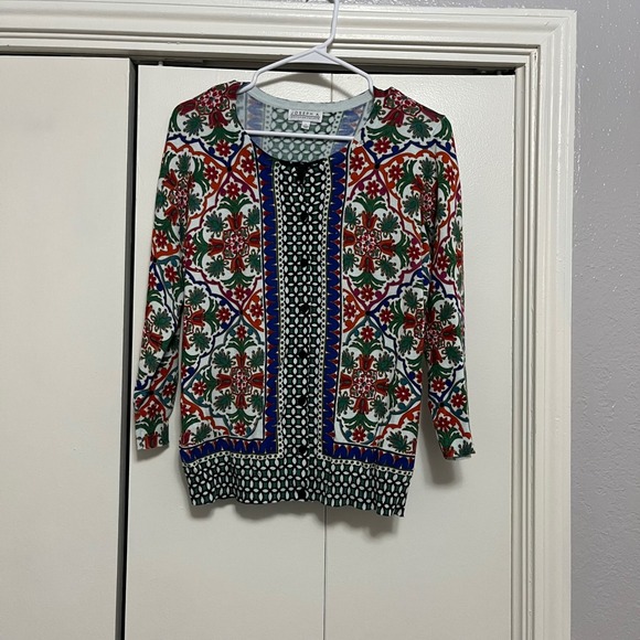 Joseph‎ A Floral Print Cardigan Button Down Colorful Pattern Top Size L - Picture 1 of 5